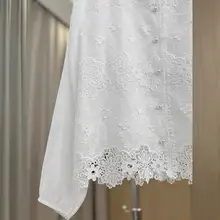 フランス風レースブラウス【春秋用・優雅なデザイン・透かし仕様・ゆったりシルエット】