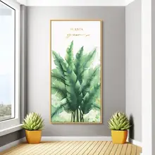 北欧風の緑植物の玄関装飾画【現代的なシンプルデザイン・縦型】