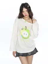 BIGGOLD サマーグリーンアップルプリント Tシャツ