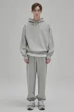 セットアップ パーカー ジョガーパンツ ユニセックス 光沢糸 厚板プリントロゴ ベーシックシルエット ストレート オールシーズン「NANS」