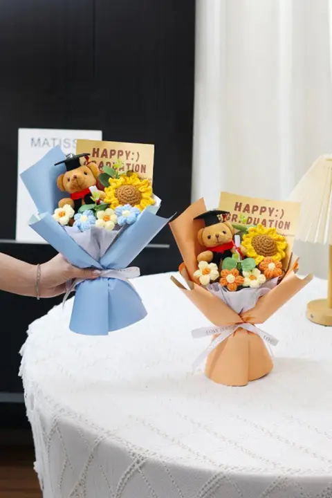 かわいい編みぐるみひまわりブーケ【卒業シーズン・ギフト・友達への贈り物】
