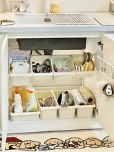 キッチン用組み立て式収納ラック【深型キャビネット用・鍋や皿の整理・多機能】