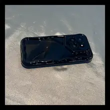 シンプルなワインレッド光沢仕上げのスマートフォンケース【全包型・防摔・波浪デザイン】