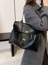 高級感ある通勤用大容量クロコダイルパターンレディースバッグ【ショルダー＆トートバッグ】