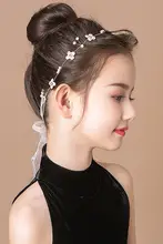 子供用 ヘアアクセサリー 四枚花付きヘアバンド【プリンセスタイプ・清楚なデザイン】