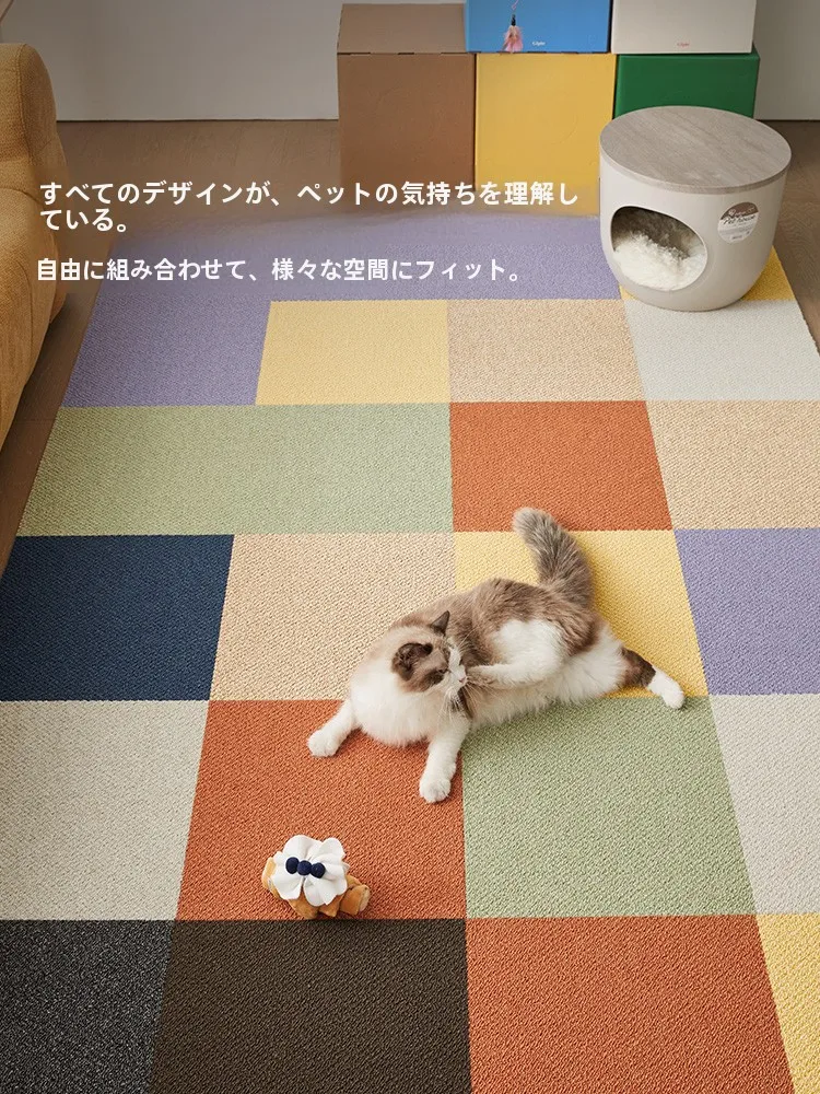 日本式接続タイルカーペット：ペット対応の洗えるフロアマット選び方
