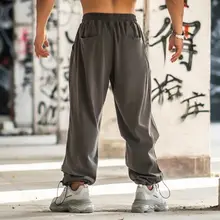 MuscleFaith メンズ 秋冬用 ジョギングパンツ【ゆったりシルエット・カジュアル・ドローストリング付き】（セットアップ対応）