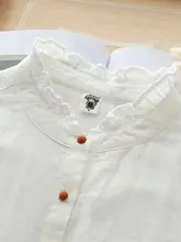 花柄レース襟長袖シャツ【ストレートフィット・コットン素材・ゆったりシルエット・大きいサイズ・春秋用】（セットアップ対応）