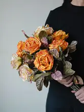 洗面器用の高級感あるフランス風ヴィンテージバラの造花【リアルな花束・飾り用】