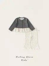 女の子用春秋ファッションベルボトムパンツ【トレンディデザイン・子供用】（セットアップ対応）