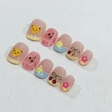 かわいいカートゥーンデザインの手描きネイル【学生向け・ショートタイプ・極上の柔らかさ】