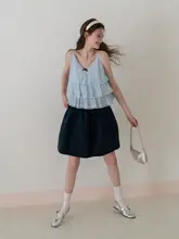ミニスカート レディース Aライン ゴムウエスト ふんわり ゆったりシルエット シンプル きれいめ 着痩せ 着回し カジュアル 夏「EGGKA」