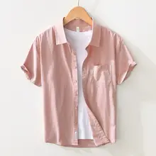 ナチュラルなコットン短袖シャツ【カジュアル・ルーズフィット・無地】