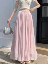 流れるような光沢を持つプリーツスカート【高腰・Aライン・軽やかなデザイン】