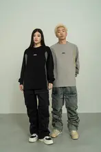 アメリカンヴィンテージ風 刺繍入り 長袖Tシャツ【ルーズフィット・秋用】