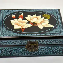 手作り木製漆器ジュエリーボックス【高級感・マグノリアデザイン・施錠付き】