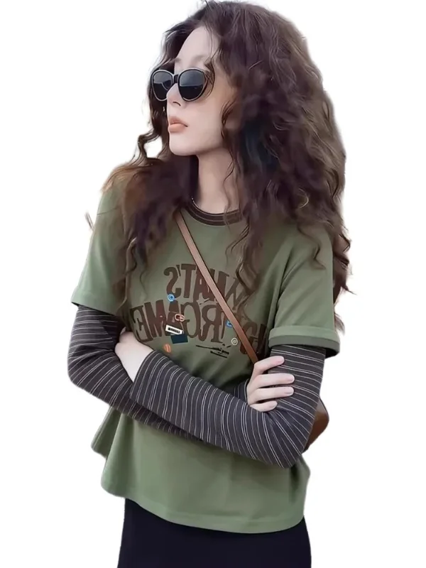 ロンティー重ね着は通勤でも夏でも使える？李柒七のバイカラー長袖Tシャツが解決するリアルな着こなしの悩み