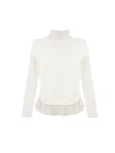 甘美なメッシュ切替のハイネックTシャツ【春用・レイヤードスタイル・女性用】