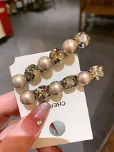 エレガントなパールヘアクリップ【ビジュー付き・サイド留め・韓国風】