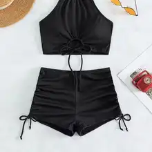 シンプルなデザインのビキニ水着【セクシーな背中開き・女性用】