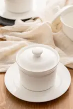 家庭用骨瓷蒸し器【燕窝用・小型・蓋付き・一人分】
