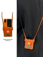 花柄デザインのスマホポーチ【薄型・肩掛け・折りたたみ式・防衝撃】