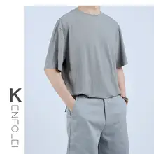 アイスシルク製 メンズルーズフィット Tシャツ【夏用・ラウンドネック・落ち感・半袖】
