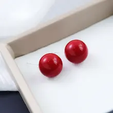 赤いパールピアス【S925シルバー針・高級感・秋冬用】