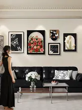 ヴィンテージ風リビングルーム装飾アート【フランス風・バラデザイン・壁掛け絵画】（セットアップ対応）