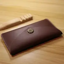 本革製 手作りロングレディースクラッチ財布【レトロスタイル・シンプルデザイン】