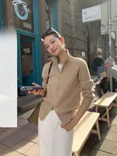 ダブルジッパー付きニットカーディガン【ハイネック・秋冬用・女性用】