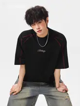 アメリカンストリートスタイルのビッグロゴTシャツ【夏用・短袖・コットン100%・ルーズフィット】