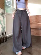 高級感のあるグレーのスーツパンツ【夏用・ハイウエスト・フィット・ワイドレッグ】（セットアップ対応）