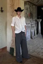 デザイン性抜群のAラインカジュアルパンツ【ウエスト調整可能・取り外し可能なストラップ・トレンド感満載】（セットアップ対応）