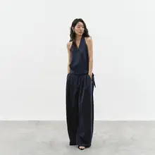 2点セット レディース トップス ワイドパンツ リヨセル ルーズ シンプル きれいめ 通勤 オフィスカジュアル「EIGHTHMONTH」