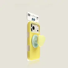 アンティーク風ホワイトジェリー ハート型エアバック磁気吸着スタンド【OPPO Findx9用・液体シリコン製】