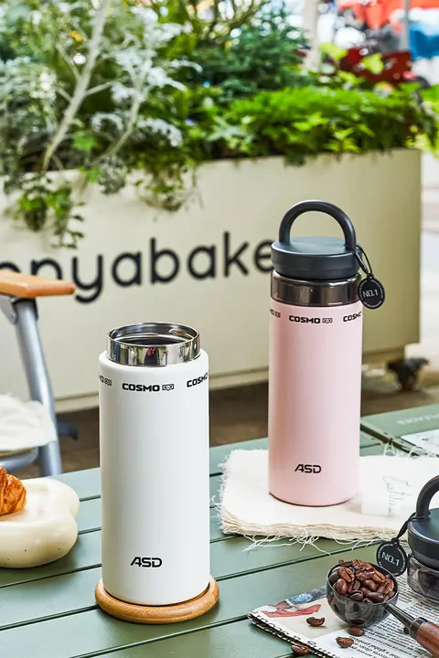 ASD 保温マグカップ【ステンレス製・茶こし付き・携帯便利】