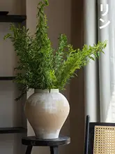 手描きの高級感あふれる粗陶花瓶【新中式・景徳鎮製・茶室用インテリア】