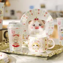 可愛い猫デザインの手作り陶器マグカップ【家庭用・おしゃれ】