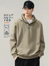 半開きボタン付きフード付きパーカー【メンズ・春秋用・カジュアルデザイン】
