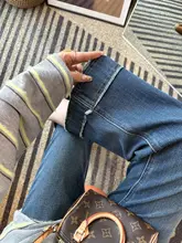 脚型を選ばない！デザイン切替フリンジの小柄向けマイクロブーツカットパンツ【秋用・ストレッチ・九分丈】