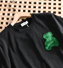 デザイナーライン ベア刺繍 メンズオシャレコットンラウンドネック半袖Tシャツ【夏用・フィット】