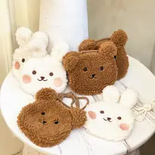 秋冬用 可愛らしいウサギとクマのぬいぐるみショルダーバッグ【男女兼用・小物用】