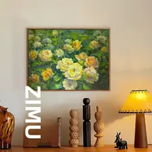 フランス風 中古花卉手描き油絵【リビング・玄関・ダイニング用】