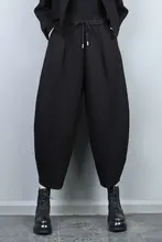 した着心地の9分丈ルーズパンツ【ハーレムスタイル・秋用・黒】