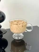 美しい宝石模様の取っ手付きガラスカップ【アイスアメリカーノ・コールドブリュー・飲料用】
