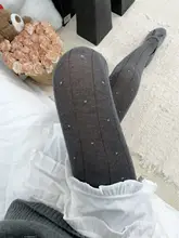 可愛いデザインの白ドット柄タイツ【極上の柔らかさ・コットン素材・透かし編み】
