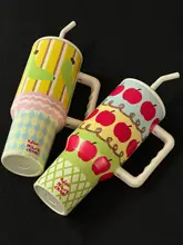 大容量保温保冷かわいいストロー付き水杯