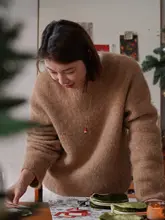 冬の願いクリスマスツリー吊り下げネックレス【ロング・編み紐スタイル・携帯電話用・バッグ用】