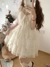 ドット柄の女性用フリルキャミソールドレス【夏用・可愛いデザイン・エレガント】（セットアップ対応）